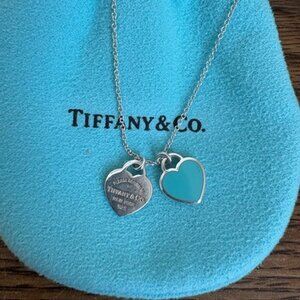 Tiffany & Co Blue Enamel Mini Hearts Necklace